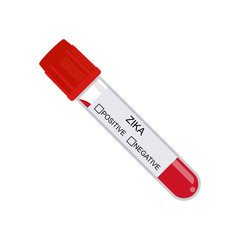 Test tube with blood for virus ZIKA test. Vector illustration on a white background.