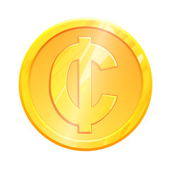 GHS Golden Ghanaian Cedi coin symbol on white background. Finance investment concept. Exchange Ghana currency Money banking illustration. Business income earnings. Financial sign stock vector