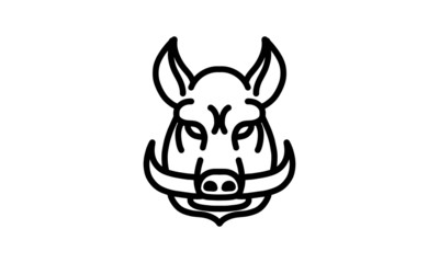 Wild boar (wild pig)  vector line icon, animal head vector line art, isolated animal illustration for logo desain