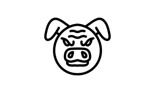 Pig vector line icon, animal head vector line art, isolated animal illustration for logo desain
