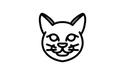 Cat vector line icon, animal head vector line art, isolated animal illustration for logo desain