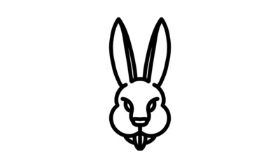 Rabbit vector line icon, animal head vector line art, isolated animal illustration for logo desain