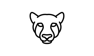 Cheetah vector line icon, animal head vector line art, isolated animal illustration for logo desain