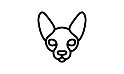 Sphynx cat vector line icon, animal head vector line art, isolated animal illustration for logo desain