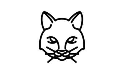 Cat vector line icon, animal head vector line art, isolated animal illustration for logo desain