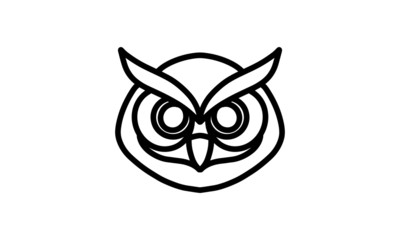 Fototapeta premium Owl vector line icon, animal head vector line art, isolated animal illustration for logo desain