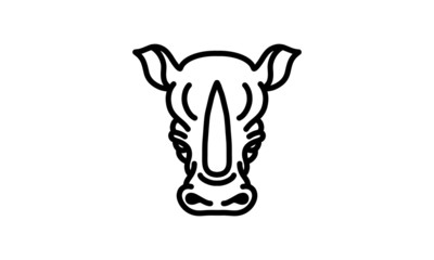 Rhino vector line icon, animal head vector line art, isolated animal illustration for logo desain