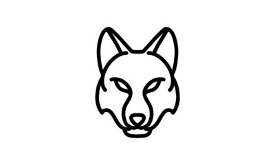 Wolf vector line icon, animal head vector line art, isolated animal illustration for logo desain