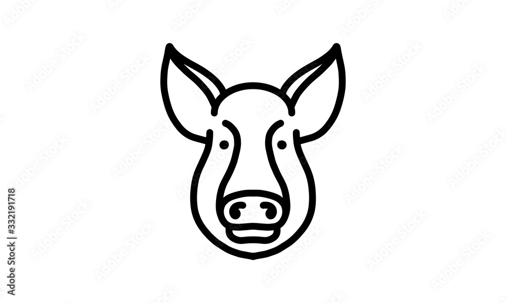 Wall mural Pig vector line icon, animal head vector line art, isolated animal illustration for logo desain