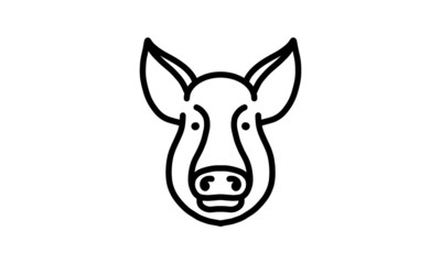 Fototapeta na wymiar Pig vector line icon, animal head vector line art, isolated animal illustration for logo desain