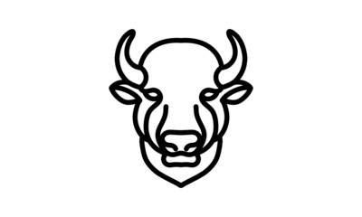 Bison vector line icon, animal head vector line art, isolated animal illustration for logo desain
