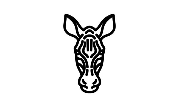 Zebra vector line, Animal icon, vector line art, animal head, animal illustration, nature icons, icon for desain logo