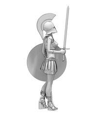 warrior woman character, 3D rendering, illustration