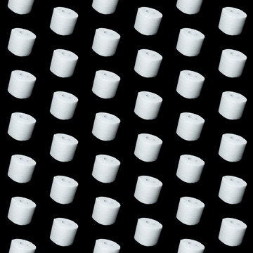 toilet paper on black background. Symbol image for corona crisis panic buying / hoarding, with copy space. seamless pattern.