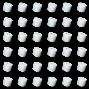 toilet paper on black background. Symbol image for corona crisis panic buying / hoarding, with copy space. seamless pattern.