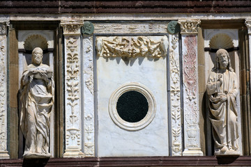 Obraz premium Pavia (PV), Italy - June 09, 2018: Certosa di Pavia details of facade, Pavia, Lombardy, Italy