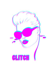 Glitch woman fashion portrait pop art design