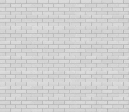 White realistic vector seamless brickwork wall texture.