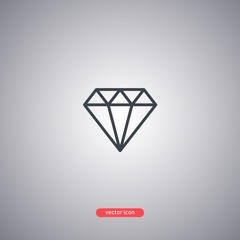 Fototapeta premium Diamond icon isolated on a gray background. Line style icon. 