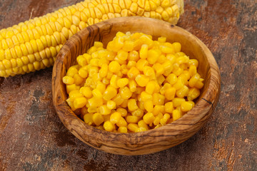 Young corn seeds in the bowl