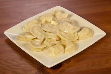Homemade dumplings with mashed potato