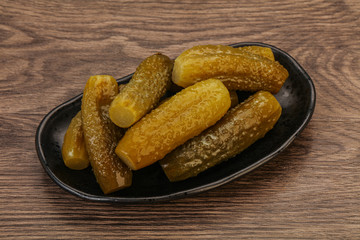 Pickled cucumbers in the plate