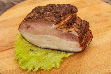 Homemade Smoked pork peat with spices