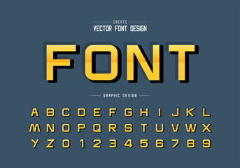 Reflective font and alphabet vector, Gradient style design typeface letter and number