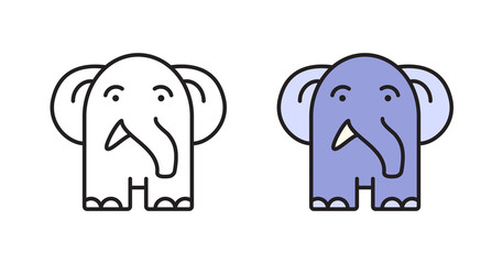 Cartoon elephant icon in a modern flat style. Simple vector illustration.