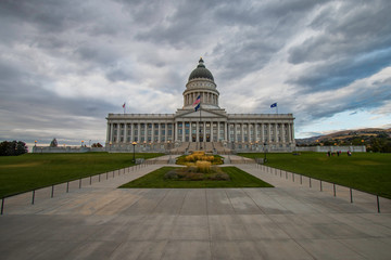 Forboding sky over Capitol building in Salt Lake City, Utah