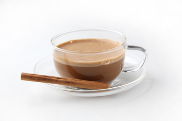 ホット カフェ ラテ コーヒー 白背景