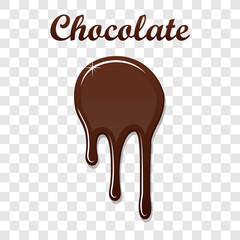 Chocolate drip splash. Liquid blot isolated white transparent background. Melt dessert spot. 3D realistic design stain element. Food decoration. Milk, dark chocolate splashing. Vector illustration