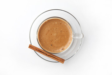 ホット カフェ ラテ コーヒー 白背景