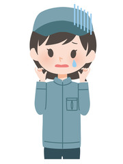 作業着の女性　ポーズ