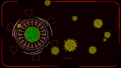 green color virus covid 19 digital was analysis to find vaccine and medicine