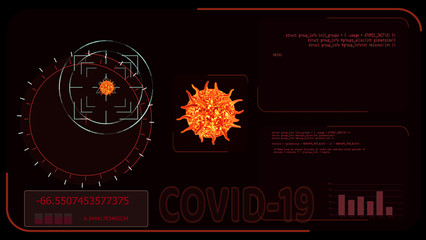 Naklejka premium lava color virus covid 19 was detedted by digital radar analysis information