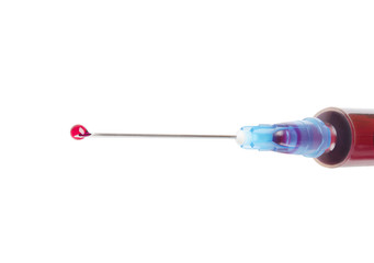 Syringe needle with drop