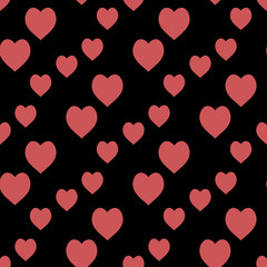 Fototapeta na wymiar Seamless pattern with exquisite red hearts on black background for plaid, fabric, textile, clothes, tablecloth and other things. Vector image.