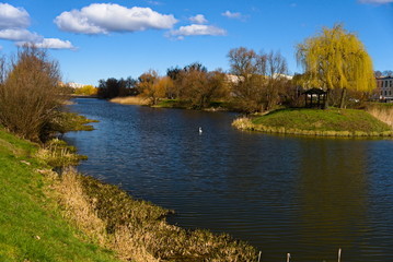 Fototapeta na wymiar Szczecin, Sunny Lake in spring.