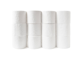 Toilet paper rolls isolated on white background