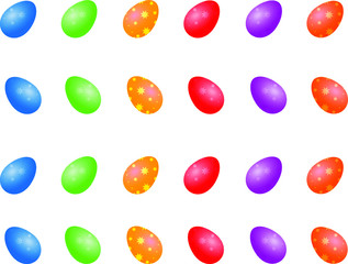 Colored Easter eggs on a white background