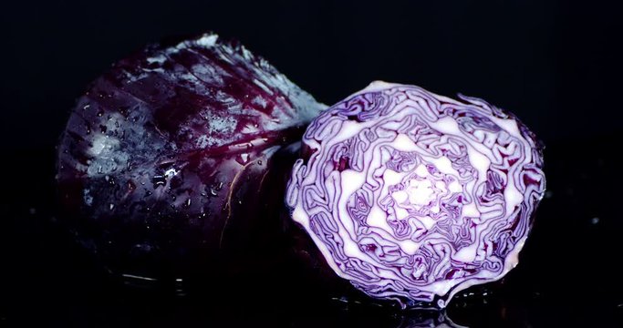 Fresh red cabbage on the water.