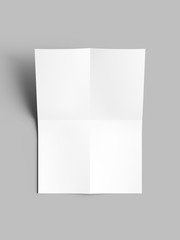 Sheet of paper folded to four. Letter or poster mockup. 3d illustration