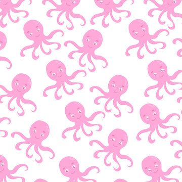 Vector drawing octopus. Octopuses. Ideal for fabric, wrapping paper, postcards, posters, wallpapers, textiles and prints.
