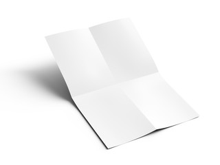 Sheet of paper folded to four. Letter or poster mockup. 3d illustration