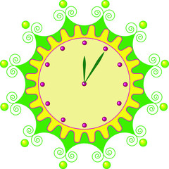  Illustration. Vector. Fabulous floral clock.
