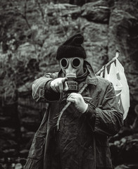 soldier with gas mask