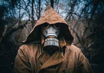 man in gas mask