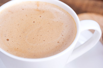 Close-up cap coffee cappuccino or latte
