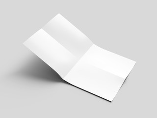 Sheet of paper folded to four. Letter or poster mockup. 3d illustration